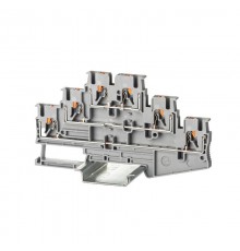 Клемма трехуровневая, зажим push-in, 6 точек подключения, 2.5 кв.мм, серая  VPR-2.5-3L-GY  DKC