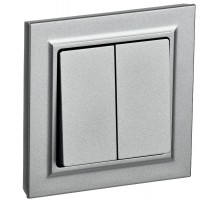 BRITE Выключатель 2-клавишный 10А в сборе ВСР10-2-0-БрА алюминий  BR-V20-0-10-K47-F  IEK