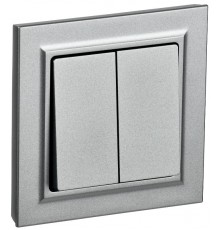 BRITE Выключатель 2-клавишный 10А в сборе ВСР10-2-0-БрА алюминий  BR-V20-0-10-K47-F  IEK