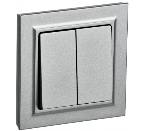 BRITE Выключатель 2-клавишный 10А в сборе ВСР10-2-0-БрА алюминий  BR-V20-0-10-K47-F  IEK