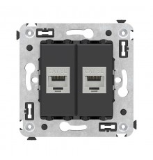 Компьютерная розетка RJ-45 без шторки в стену, кат.5e двойная экранированная, "Avanti", "Черный матовый"  4412764  DKC