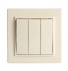 Выключатель электрический 3-клавишный, серия Эрна, PSW10-9007-02, слоновая кость  39923  STEKKER