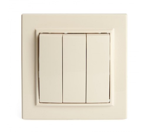 Выключатель электрический 3-клавишный, серия Эрна, PSW10-9007-02, слоновая кость  39923  STEKKER