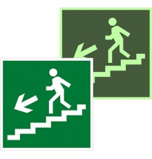 Знак эвакуационный E 14 "Направление к выходу вниз налево" 200х200 мм, ГОСТ Р 12 .4.026-2001  pn-e-14-f  EKF