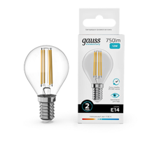Лампа светодиодная   Filament Elementary Шар 12W 750lm 4100К Е14 LED 1/10/100  52122  Gauss