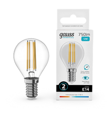 Лампа светодиодная   Filament Elementary Шар 12W 750lm 4100К Е14 LED 1/10/100  52122  Gauss