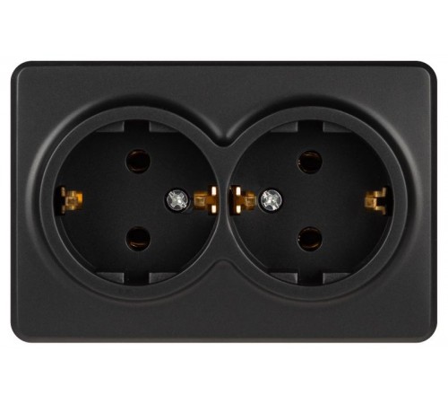 Розетка ЭРА Эксперт 11-2205-05 двойная с заземлением 2х2P+E Schuko IP20 16A-250В ОУ Антрацит  Б0063047  ЭРА