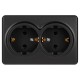 Розетка ЭРА Эксперт 11-2205-05 двойная с заземлением 2х2P+E Schuko IP20 16A-250В ОУ Антрацит  Б0063047  ЭРА