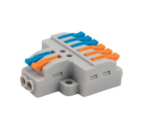 Клемма СМК 2х3 проходная разветвительная 2 полюса, с монтажной площадкой (1 ввод, 3 вывода на полюс), (5 шт./уп.)  07-5234-05  REXANT