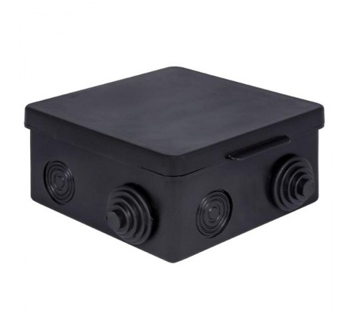 Коробка распределительная КМР-030-014 с крышкой (100х100х50), 8 мембр. вводов чёрная IP54 розн. стикер  plc-kmr-030-014-2b EKF