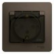 Glossa Шоколад Розетка с заземлением со шторками с крышкой, 16А, IP44 (в сборе)  GSL000848  SE