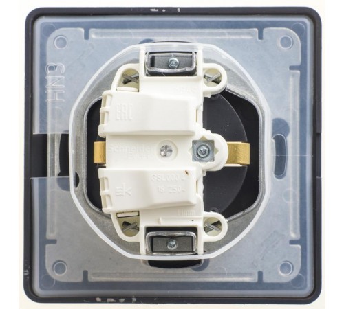 Glossa Шоколад Розетка с заземлением со шторками с крышкой, 16А, IP44 (в сборе)  GSL000848  SE