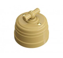 Выключатель пластиковый поворотный на два положения, для включения из 2-х мест (1-клавишный проходной), IP 20, цвет - песочное золото, серия УСАДЬБА, 