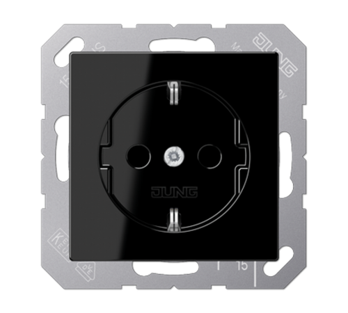 Штепсельная розетка SCHUKO 16A 250V~ с защитой от детей; термопласт; черная  A1520BFKISW  Jung