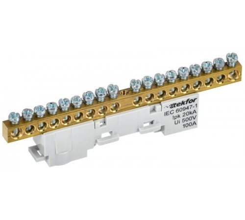 TEKFOR Шина L "фаза" неизолированная на универсальном держателе 6х9-18-Ср  TF-NN10-18-DL-K03  IEK