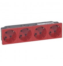 Розетка Mosaic 4Х2К+З нем.ст. с отверстиями под 45 град. с блокировкой  077283  Legrand