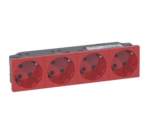 Розетка Mosaic 4Х2К+З нем.ст. с отверстиями под 45 град. с блокировкой  077283  Legrand