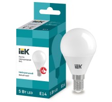 Лампа светодиодная LED 5Вт Е14 220В 4000К G45 шар  LLE-G45-5-230-40-E14  IEK