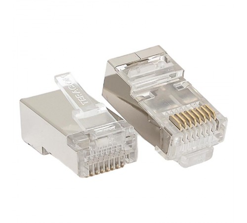 Коннектор RJ-45 TERACOM экранированный 8P8C Cat.5E универсальный (упак.20шт)  TRC-PLUG-5EFTP-20  EKF