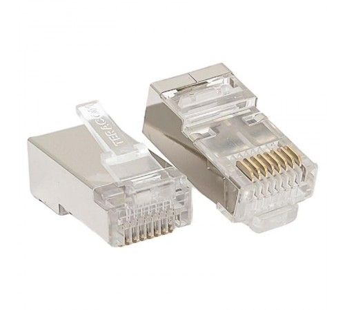 Коннектор RJ-45 TERACOM экранированный 8P8C Cat.5E универсальный (упак.20шт)  TRC-PLUG-5EFTP-20  EKF