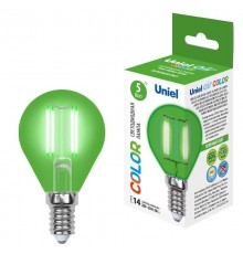 Лампа светодиодная LED-G45-5W/GREEN/E14 GLA02GR LED. "шар". серия Air color. Зеленый свет  UL-00002987  Uniel