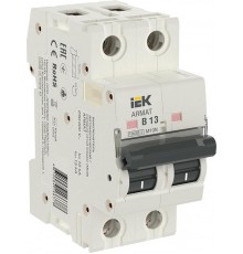 Выключатель автоматический двухполюсный M10N 2P B 13А 10кА ARMAT  AR-M10N-2-B013  IEK