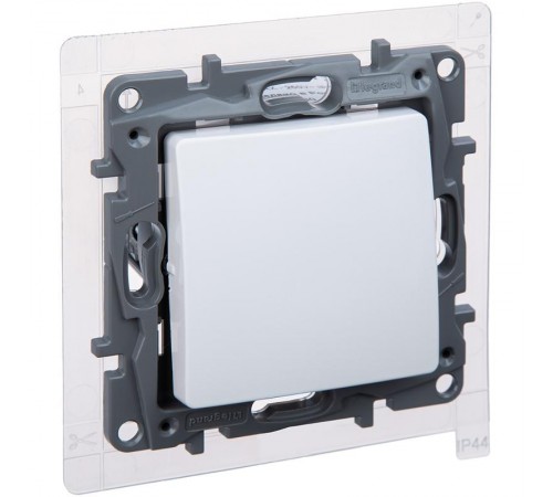Переключатель одноклавишный IP44 - Legrand Etika - 10А 250В безвинтовые зажимы - белый  672207  Legrand