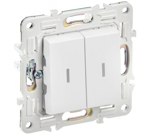 SKANDY Выключатель 2-клавишный проходной с индикацией 10А SK-V10W арктический белый  SK-V22-1-10-K01  IEK