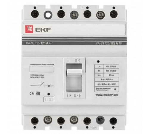 Выключатель автоматический ВА-99 125/125А 4P 25кА EKF  mccb99-125-125-4P  EKF