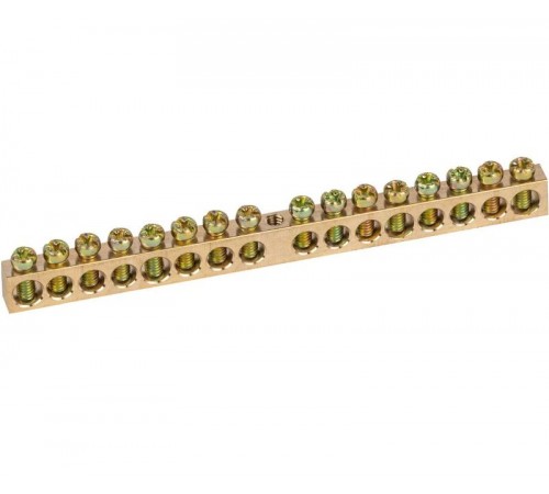 Шина "N" нулевая 8х12мм 16/1 (16 групп/крепеж по центру) (10 шт/уп)  PR08.28890  Промрукав