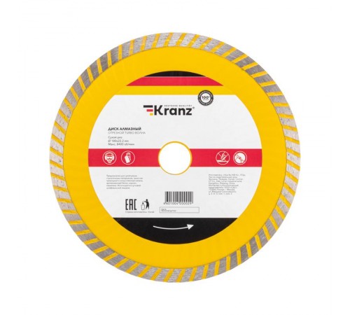 Диск алмазный отрезной Turbo волна 180x22.2x2.2x10 мм  KR-90-0133  Kranz