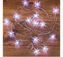 Гирлянда светодиодная "Снежинки" 20 LED БЕЛЫЕ 2,8 метра  303-036  NEON-NIGHT