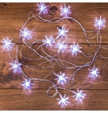 Гирлянда светодиодная "Снежинки" 20 LED БЕЛЫЕ 2,8 метра  303-036  NEON-NIGHT