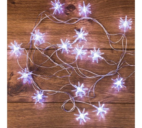 Гирлянда светодиодная "Снежинки" 20 LED БЕЛЫЕ 2,8 метра  303-036  NEON-NIGHT