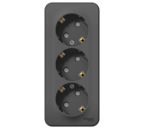 Blanca Антрацит О/У с изолирующей пластиной Розетка 3-ая с заземлением со шторками 16А, 250В  BLNRA011316  SE