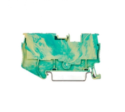 Клемма заземления, зажим push-in, 3 точки подключения, 2.5 кв.мм  VPR-2.5-TWIN-PE-YG  DKC