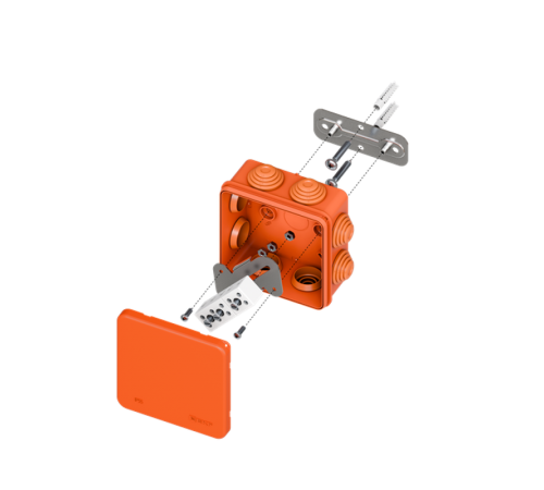 Коробка огнестойкая E45 85х85х40мм с клеммниками 5 полюсов 0,5-10мм2 IP55 HF  plc-kmfr-85-510  EKF