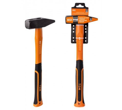 Молоток слесарный, 800 гр, кованый, с усилен. прорезиненной фиберглассовой рукояткой "Алмаз"  SQ1036-0115  TDM