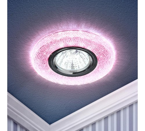 Светильник точечный встраиваемый DK LD1 MR16 3Вт GU5.3 розовый с подсветкой  Б0018776  ЭРА