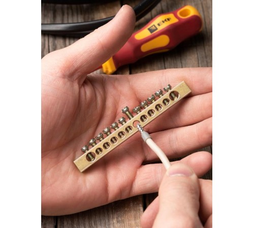 Шина PEN "ноль-земля" (6х9мм) 12 отверстий латунь крепеж по краям EKF PROxima  sn0-63-12-k  EKF