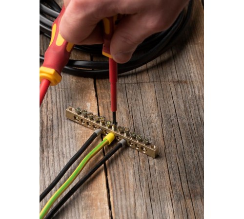 Шина PEN "ноль-земля" (6х9мм) 12 отверстий латунь крепеж по краям EKF PROxima  sn0-63-12-k  EKF