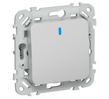 FLITE Выключатель 1-клавишный кнопочный с индикацией 10А ВС11-2-1-ФлА алюминий  FI-V14-1-10-1-K47  IEK