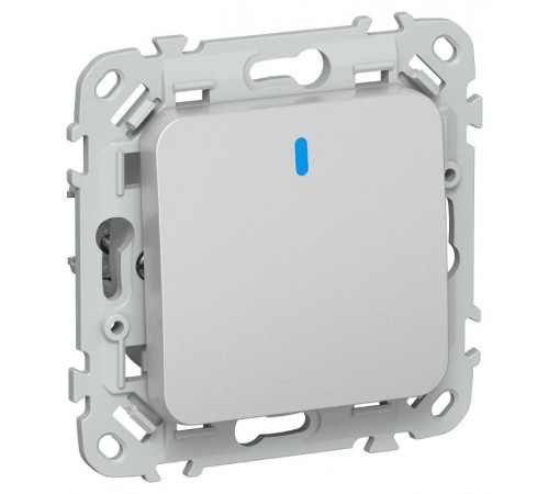 FLITE Выключатель 1-клавишный кнопочный с индикацией 10А ВС11-2-1-ФлА алюминий  FI-V14-1-10-1-K47  IEK