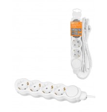 Удлинитель бытовой "Люкс" с выкл., 4 гнезда, 3 м, с/з, с з/ш, ПВС 3х1,5 мм2, 16 А, 250 В, 3700Вт  SQ1303-4071  TDM