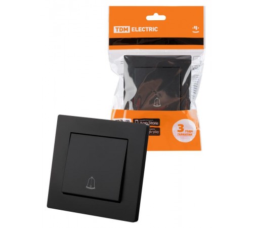 Кнопка звонка 6А черная "Сенеж"  SQ1816-0311  TDM