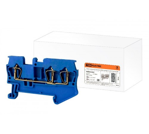 Зажим клеммный безвинтовой (ЗКБ) 3 вывода 2,5 мм2 31А синий  SQ0822-0025  TDM