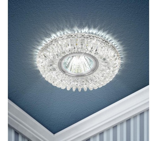 Светильник точечный декоративный DK LD34 SL/WH /1 cо светодиодной подсветкой MR16, прозрачный (40/960)  Б0048933  ЭРА