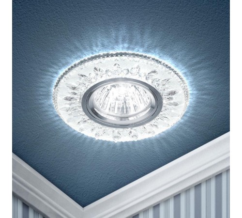 Светильник точечный встраиваемый под лампу DK LD9 MR16 50Вт GU5.3 прозрачный с подсветкой  Б0028080  ЭРА