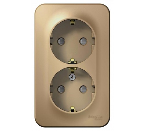 Blanca Титан О/У с изолирующей пластиной Титан Розетка 2-ая с заземлением со шторками 16А, 250В  BLNRA011214  SE