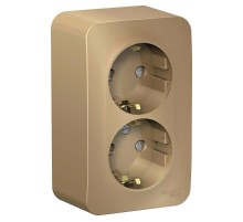 Blanca Титан О/У с изолирующей пластиной Титан Розетка 2-ая с заземлением со шторками 16А, 250В  BLNRA011214  SE